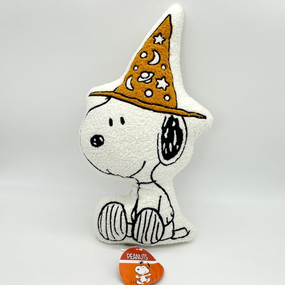 Peanuts Snoopy Shaped Sherpa Pillow Halloween Witch Wizard Hat NEW